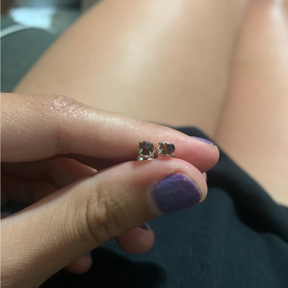 Elegant Silver Stud July birthstone earrings
